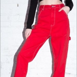 Brandy Melville Red Carpenter Pants